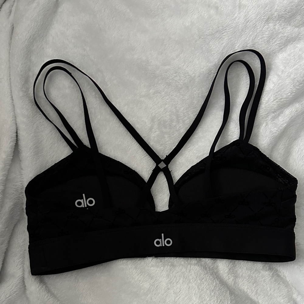 ALO Black Strappy Bralette sexy mesh detailing